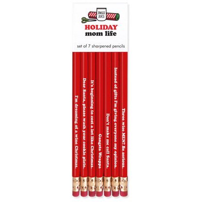 Set of red sharpened pencils with humorous text on a white background, branded 'Jingle Jack'.