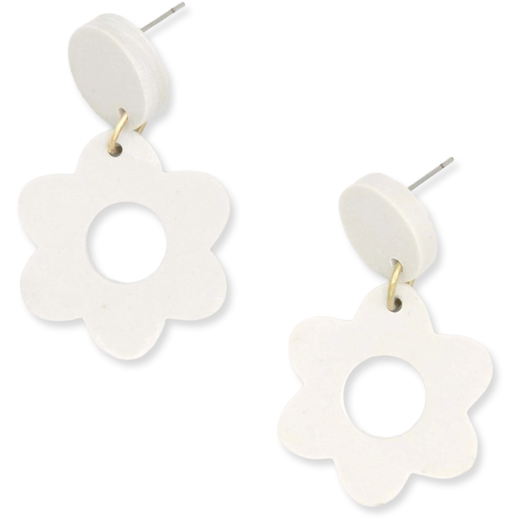 Clay "Hot Hippie" Earrings (White)