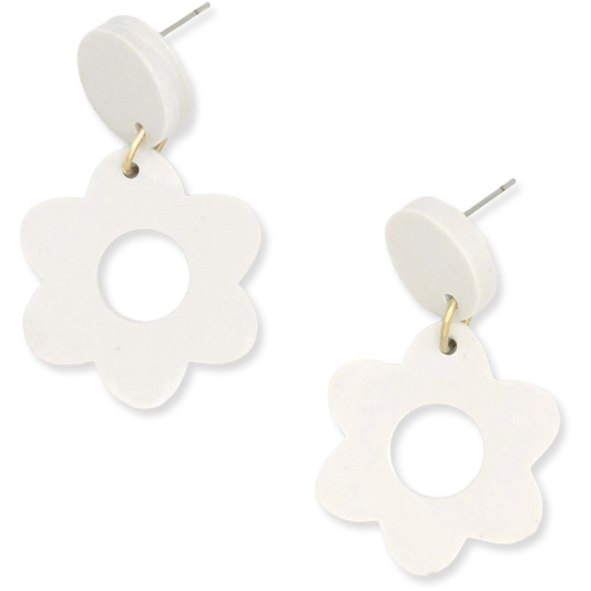 Clay "Hot Hippie" Earrings (White)