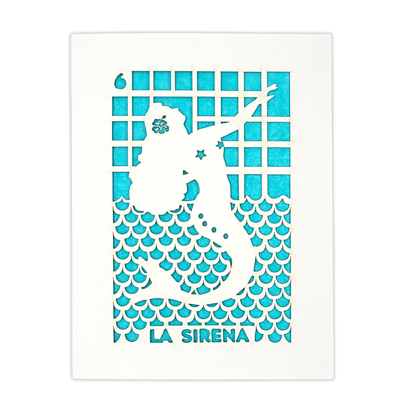 Papel Picado Greeting Card: La Sirena - Aqua
