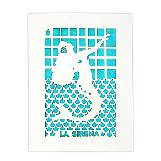 Papel Picado Greeting Card: La Sirena - Aqua