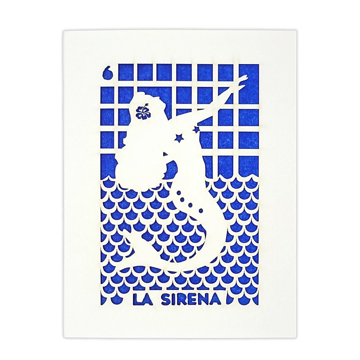 Papel Picado Greeting Card: La Sirena - Blue