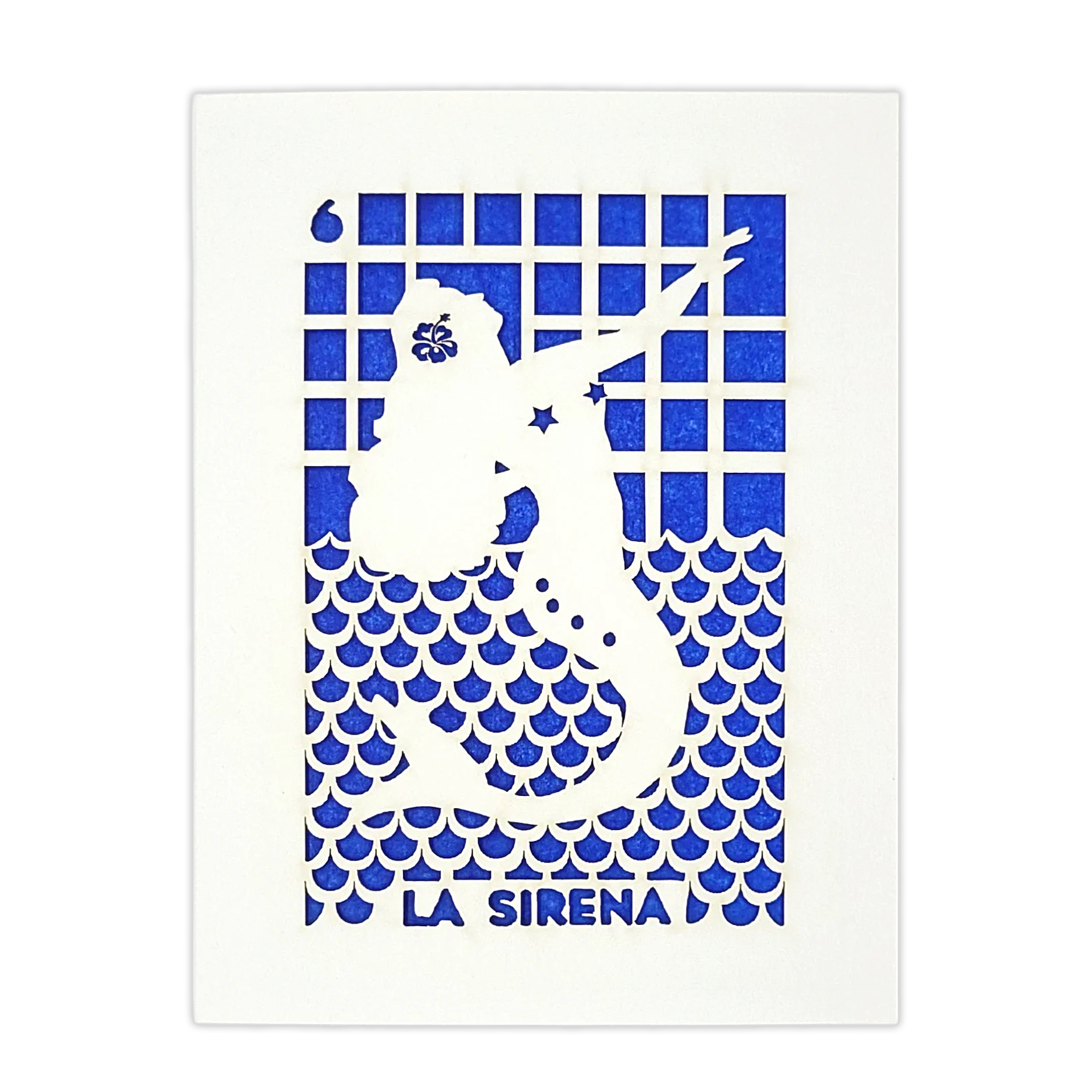 Papel Picado Greeting Card: La Sirena - Blue