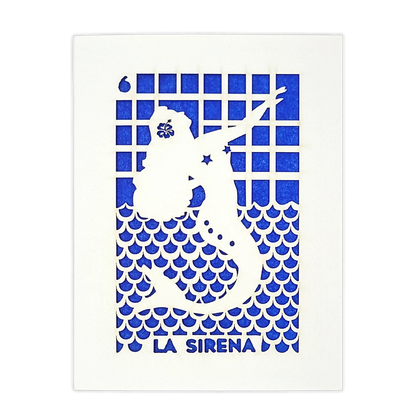 Papel Picado Greeting Card: La Sirena - Blue