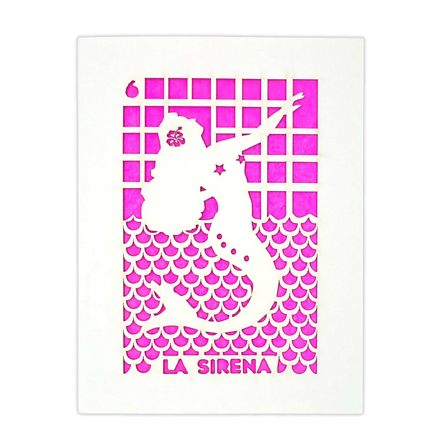 Papel Picado Greeting Card: La Sirena - Fuchsia