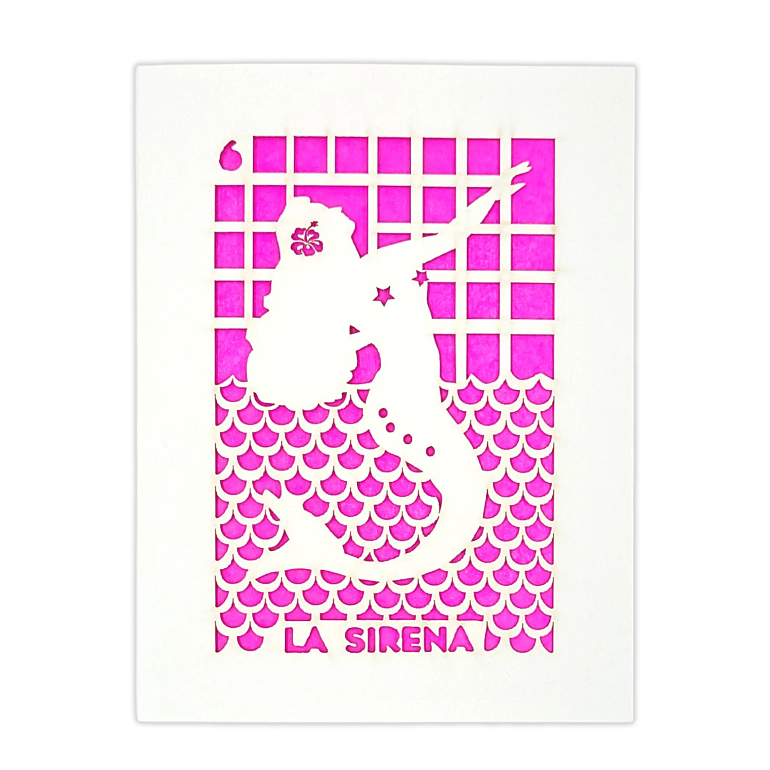 Papel Picado Greeting Card: La Sirena - Fuchsia