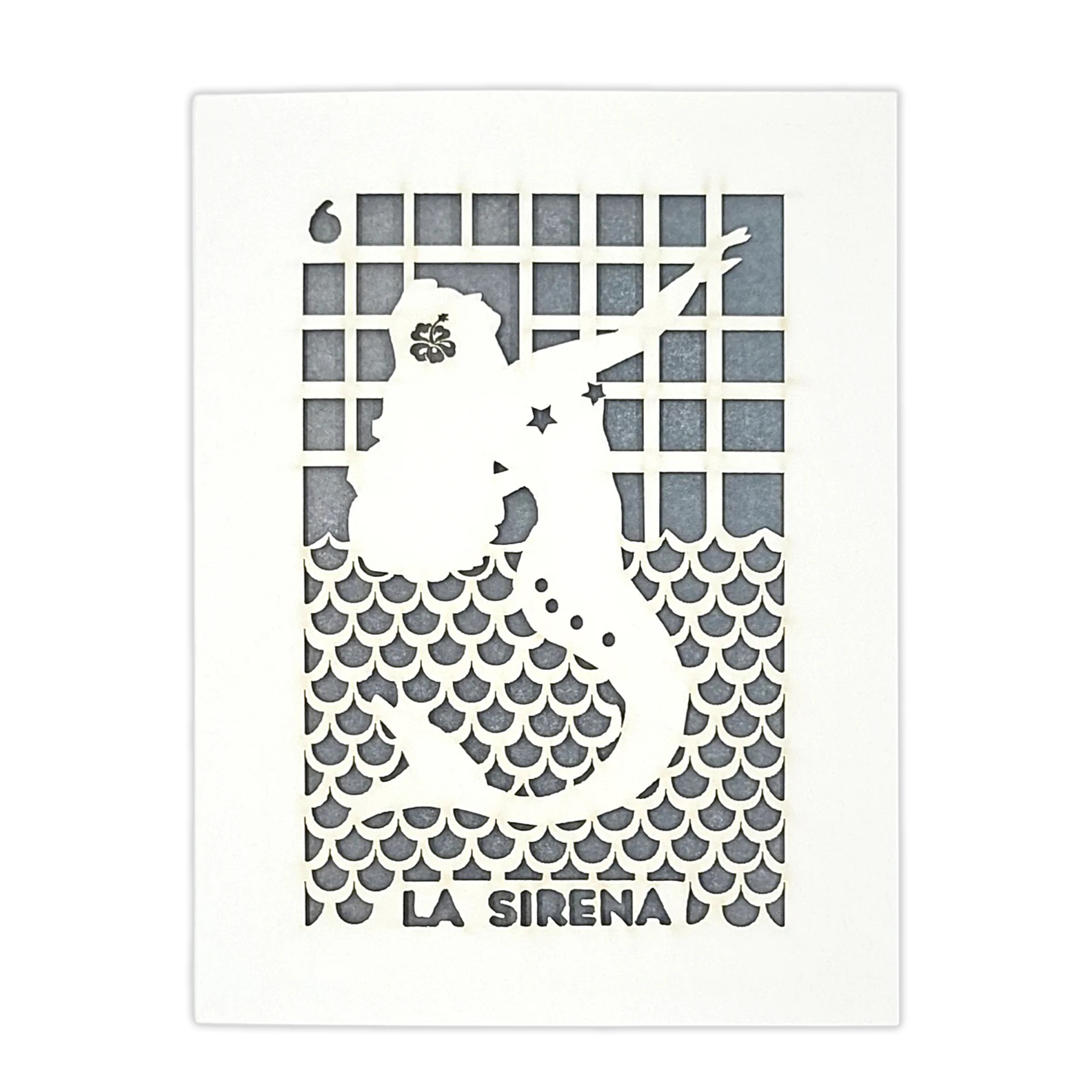 Papel Picado Greeting Card: La Sirena - Gray