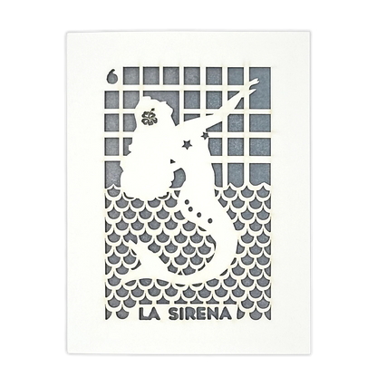 Papel Picado Greeting Card: La Sirena - Gray