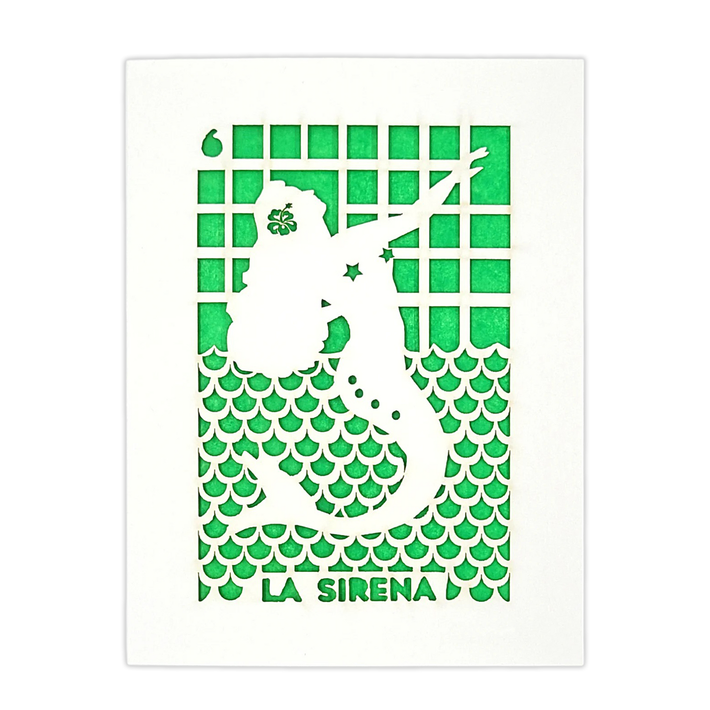 Papel Picado Greeting Card: La Sirena - Green