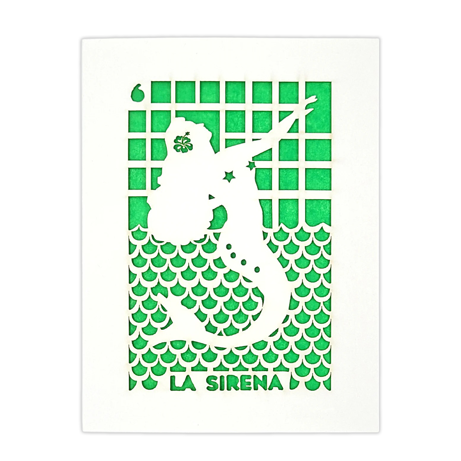 Papel Picado Greeting Card: La Sirena - Green