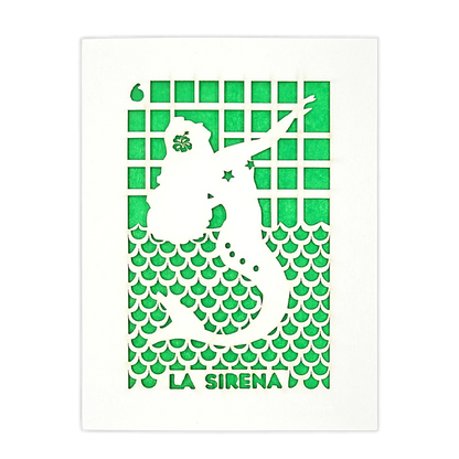 Papel Picado Greeting Card: La Sirena - Green