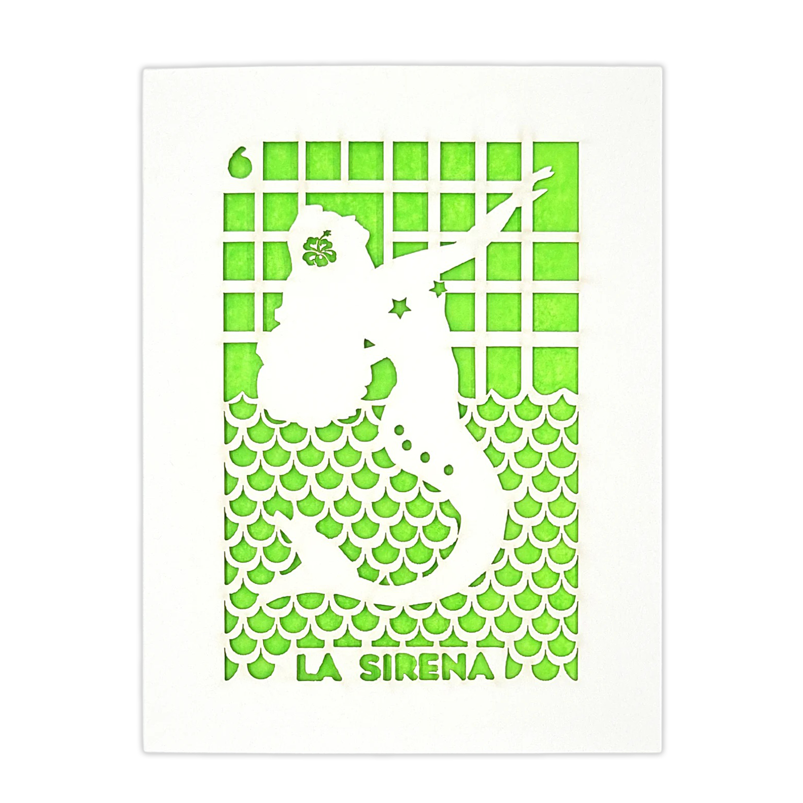 Papel Picado Greeting Card: La Sirena - Lime