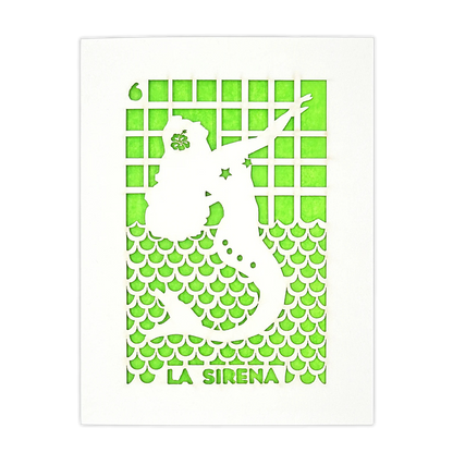 Papel Picado Greeting Card: La Sirena - Lime