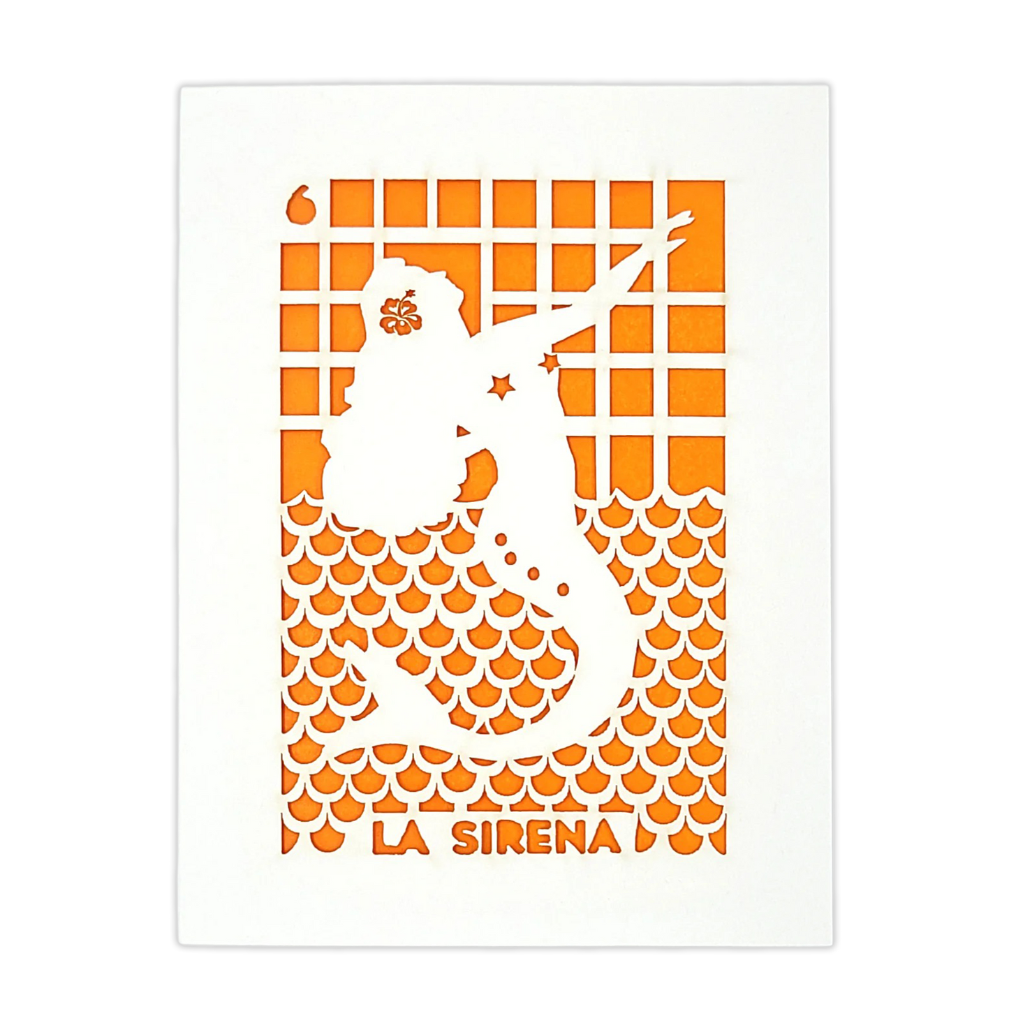 Papel Picado Greeting Card: La Sirena - Orange
