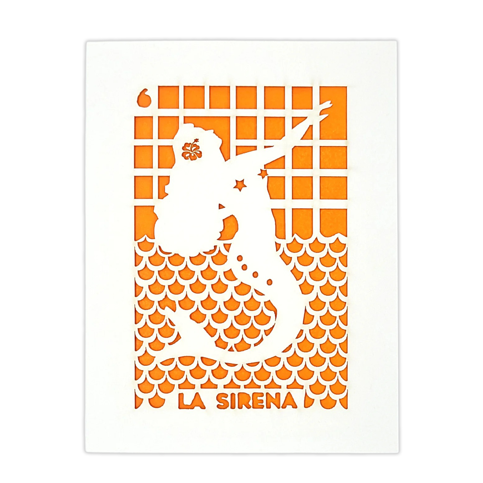 Papel Picado Greeting Card: La Sirena - Orange