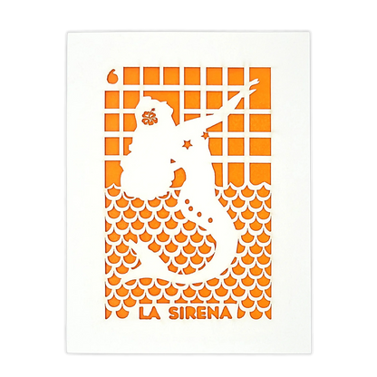 Papel Picado Greeting Card: La Sirena - Orange