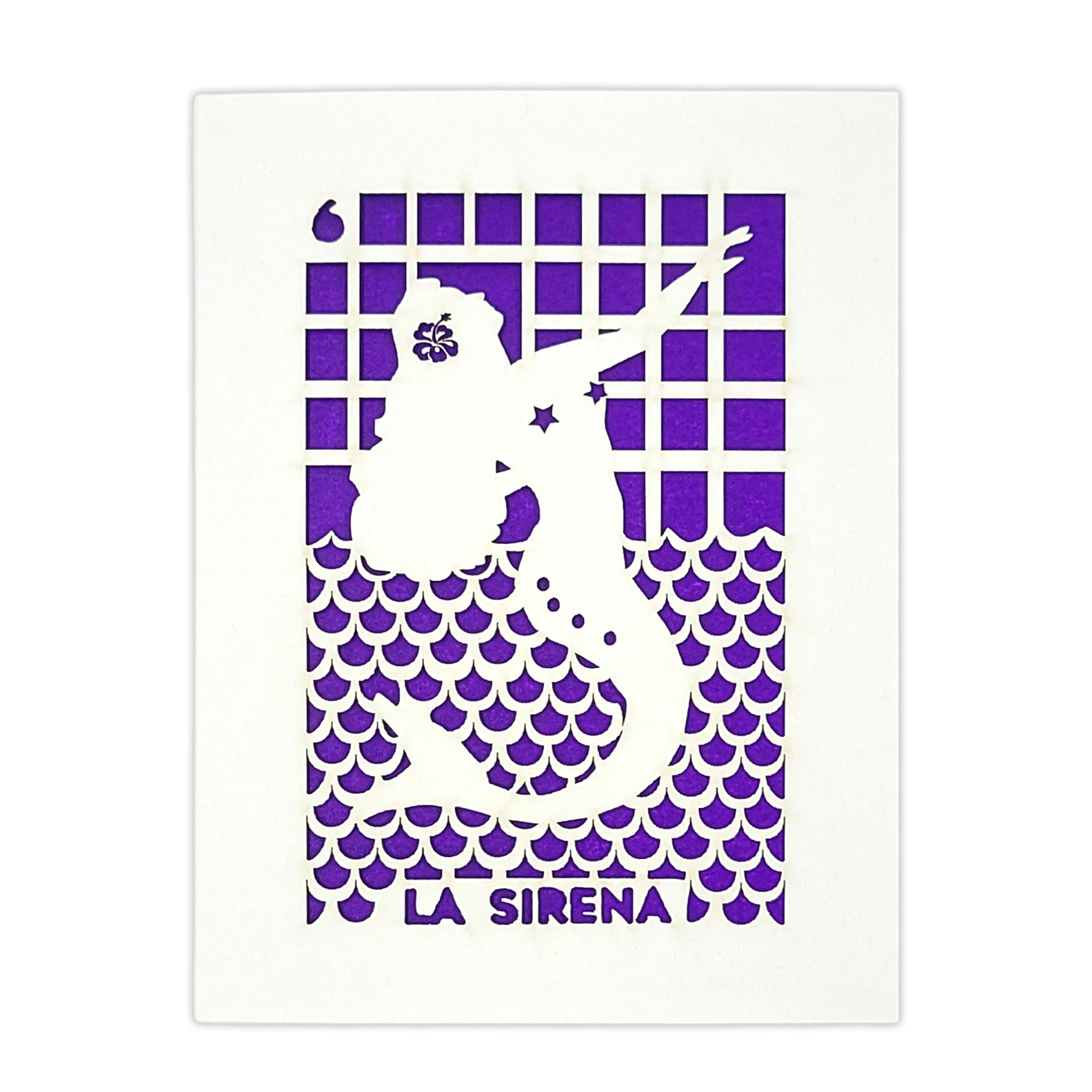 Papel Picado Greeting Card: La Sirena - Purple