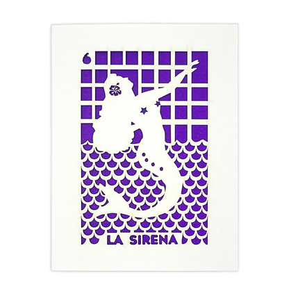 Papel Picado Greeting Card: La Sirena - Purple