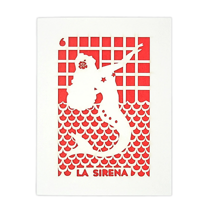 Papel Picado Greeting Card: La Sirena - Red