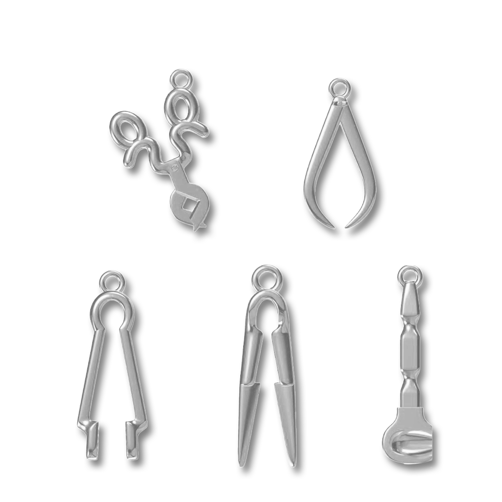 Group of 5 miniature Glassblowing Tool charms - Chrysler Museum Shop
