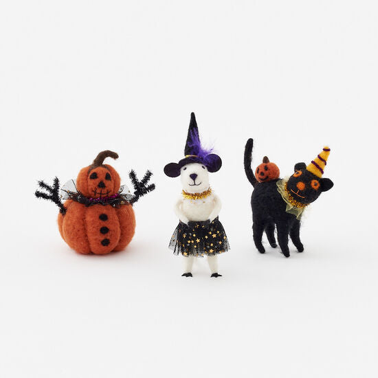 Felt Halloween Characters: Jackolantern, Mouse Witch, Black Cat - Chrysler Museum Shop