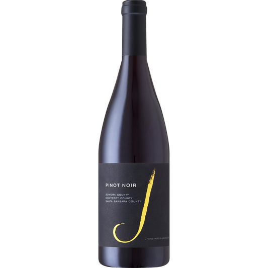 Wine bottle with a black label on a white background