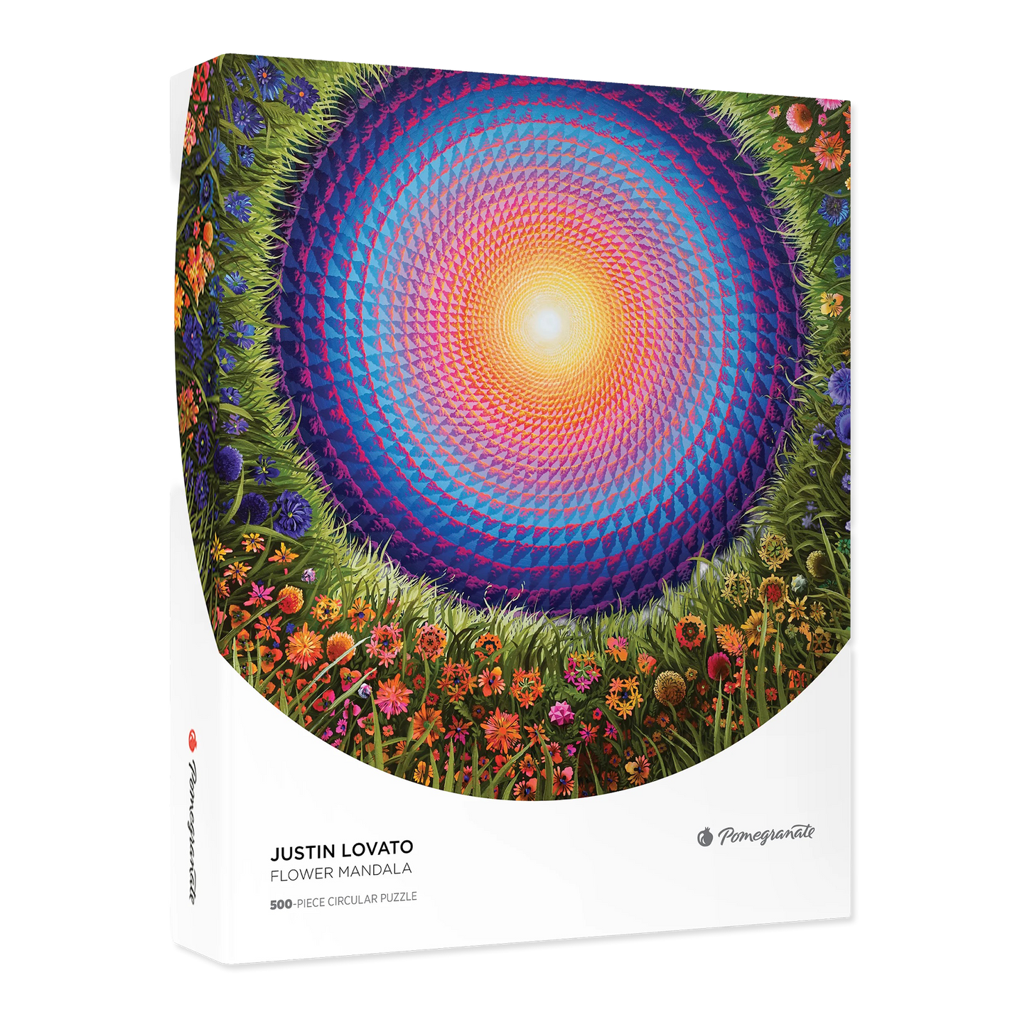 Justin Lovato: Flower Mandala 500-Piece Circular Jigsaw Puzzle