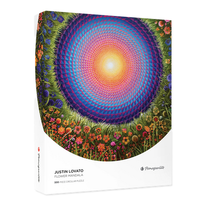Justin Lovato: Flower Mandala 500-Piece Circular Jigsaw Puzzle