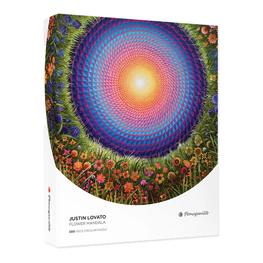 Justin Lovato: Flower Mandala 500-Piece Circular Jigsaw Puzzle