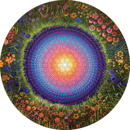 Justin Lovato: Flower Mandala 500-Piece Circular Jigsaw Puzzle