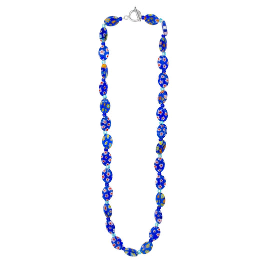 Glass Millefiori Bead Necklace (Blue) - Chrysler Museum Shop