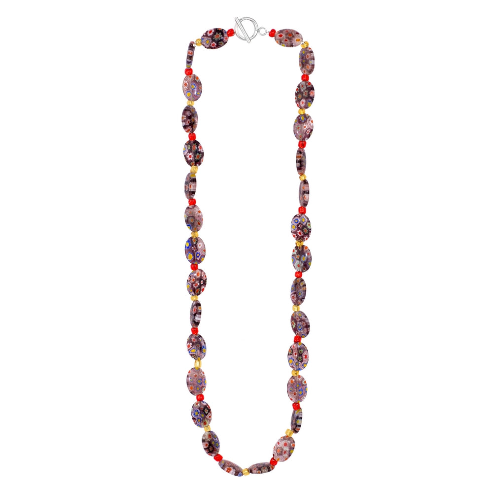 Glass Millefiori Bead Necklace (Clear/Black/Multi) - Chrysler Museum Shop