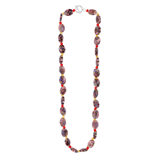 Glass Millefiori Bead Necklace (Clear/Black/Multi) - Chrysler Museum Shop