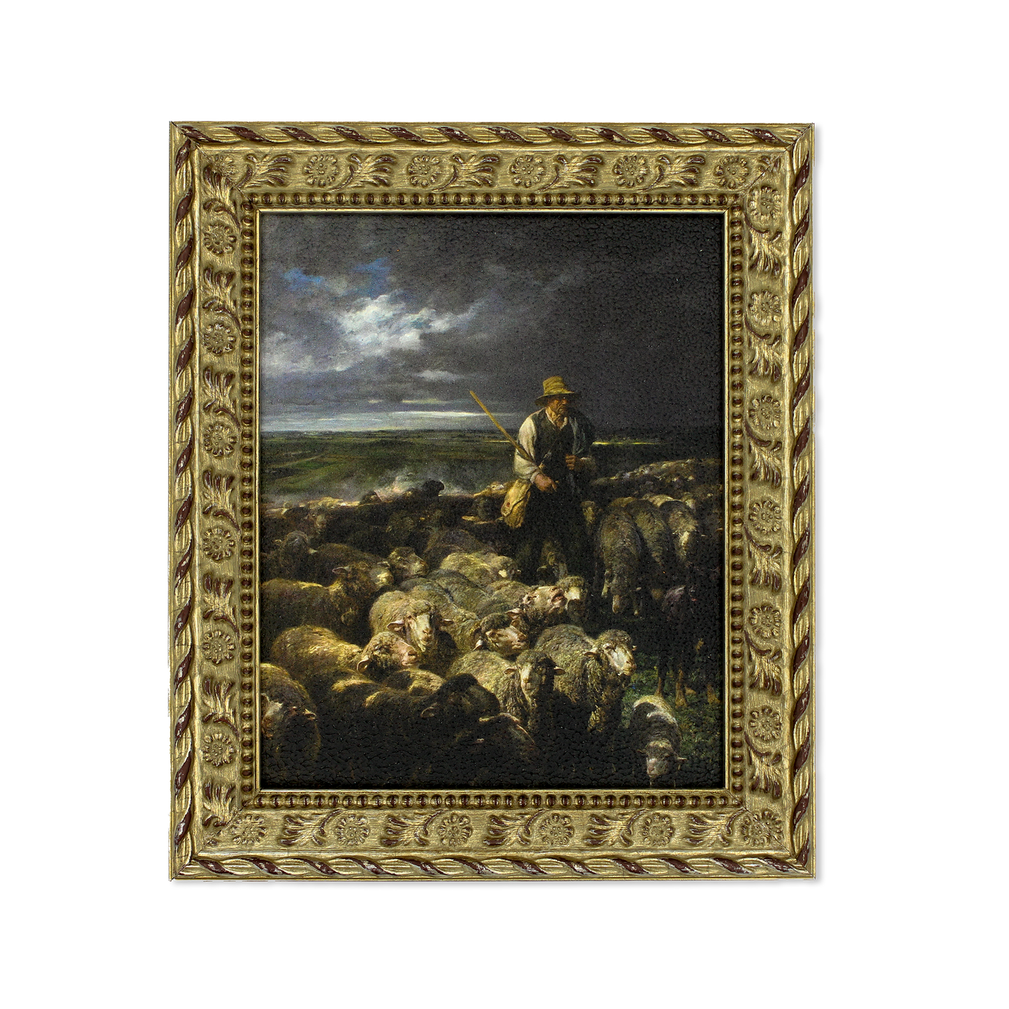 "The Shepherd and His Flock" by Charles-Émile Jacque Small Framed Print - Chrysler Museum Shop