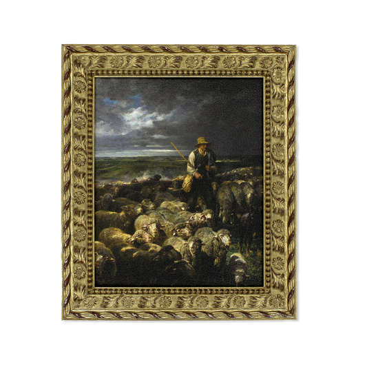 "The Shepherd and His Flock" by Charles-Émile Jacque Small Framed Print - Chrysler Museum Shop