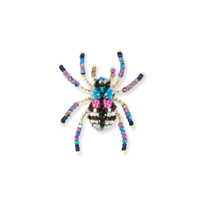 Colorful beaded spider on a white background