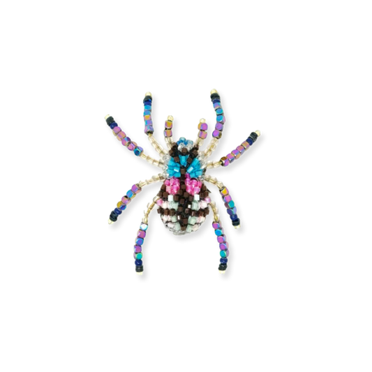 Colorful beaded spider on a white background