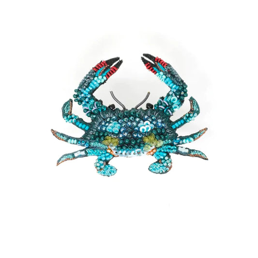 Jimmy Blue Crab Embroidered Brooch