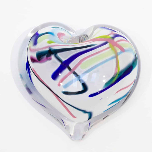 Glass Heart Paperweight: Kaleidoscope