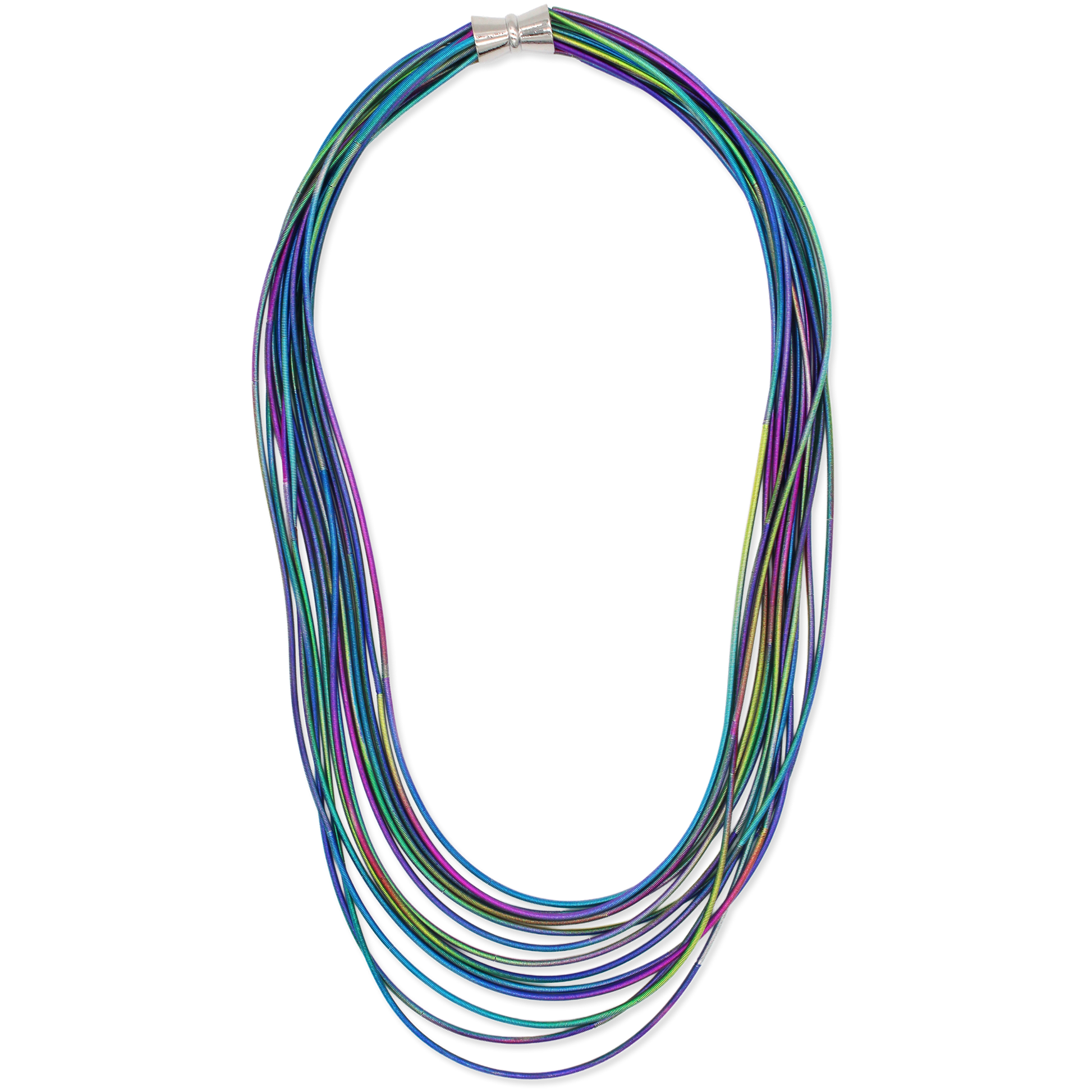 Multicolored necklace on a white background