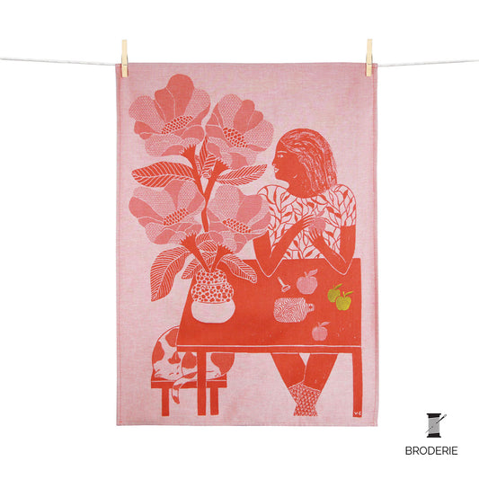 Embroidered Tea Towel: Apples