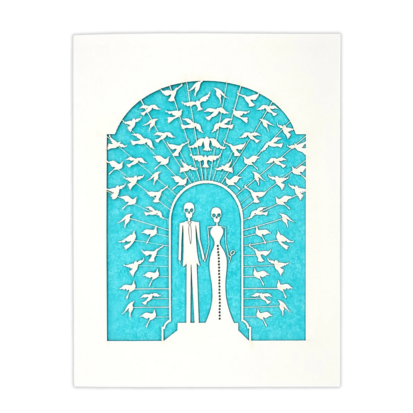 Papel Picado Wedding Card: Bride & Groom - Aqua