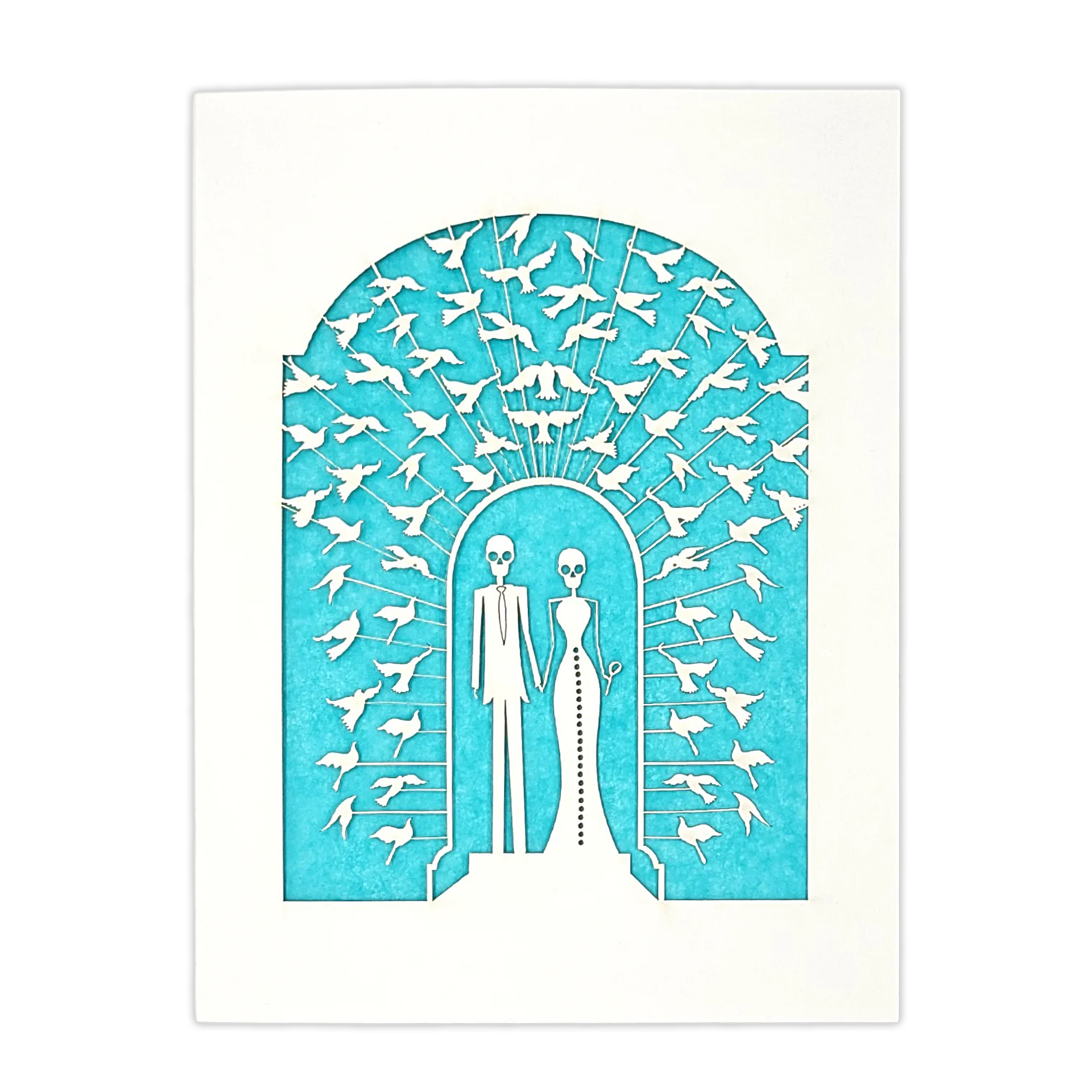 Papel Picado Wedding Card: Bride & Groom - Aqua