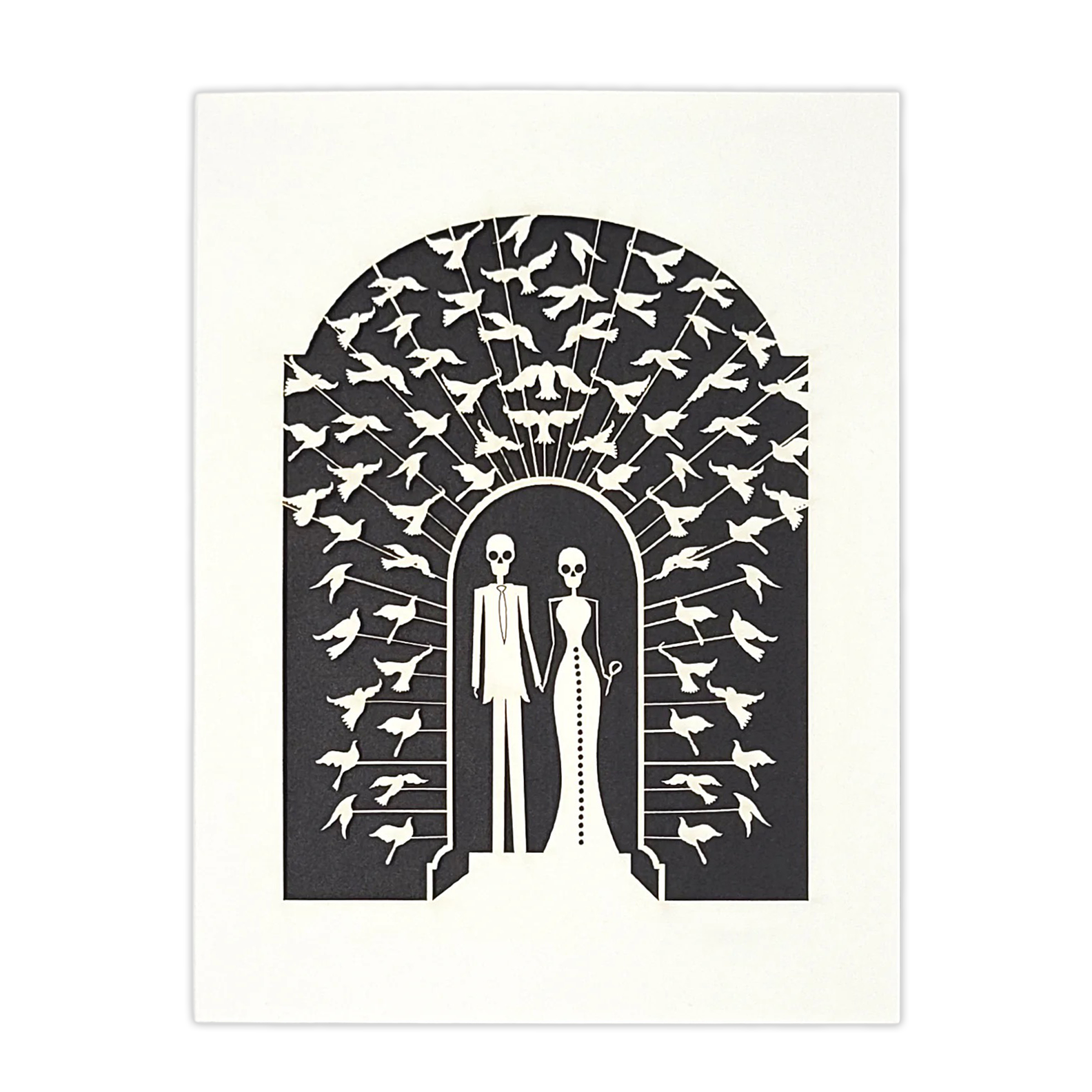 Papel Picado Wedding Card: Bride & Groom - Black