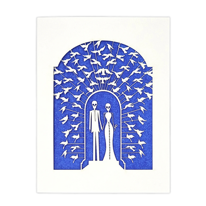 Papel Picado Wedding Card: Bride & Groom - Blue