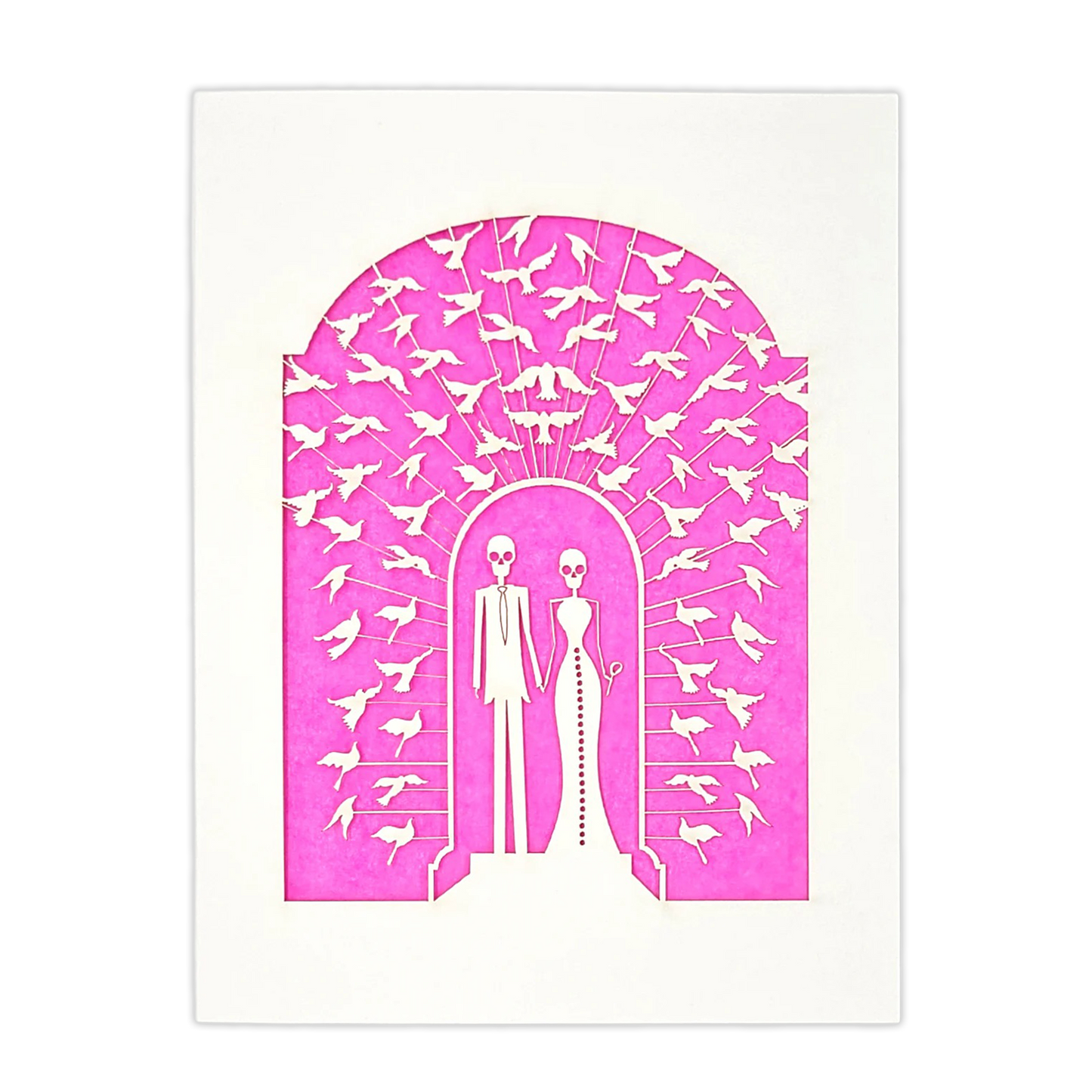 Papel Picado Wedding Card: Bride & Groom - Fuchsia