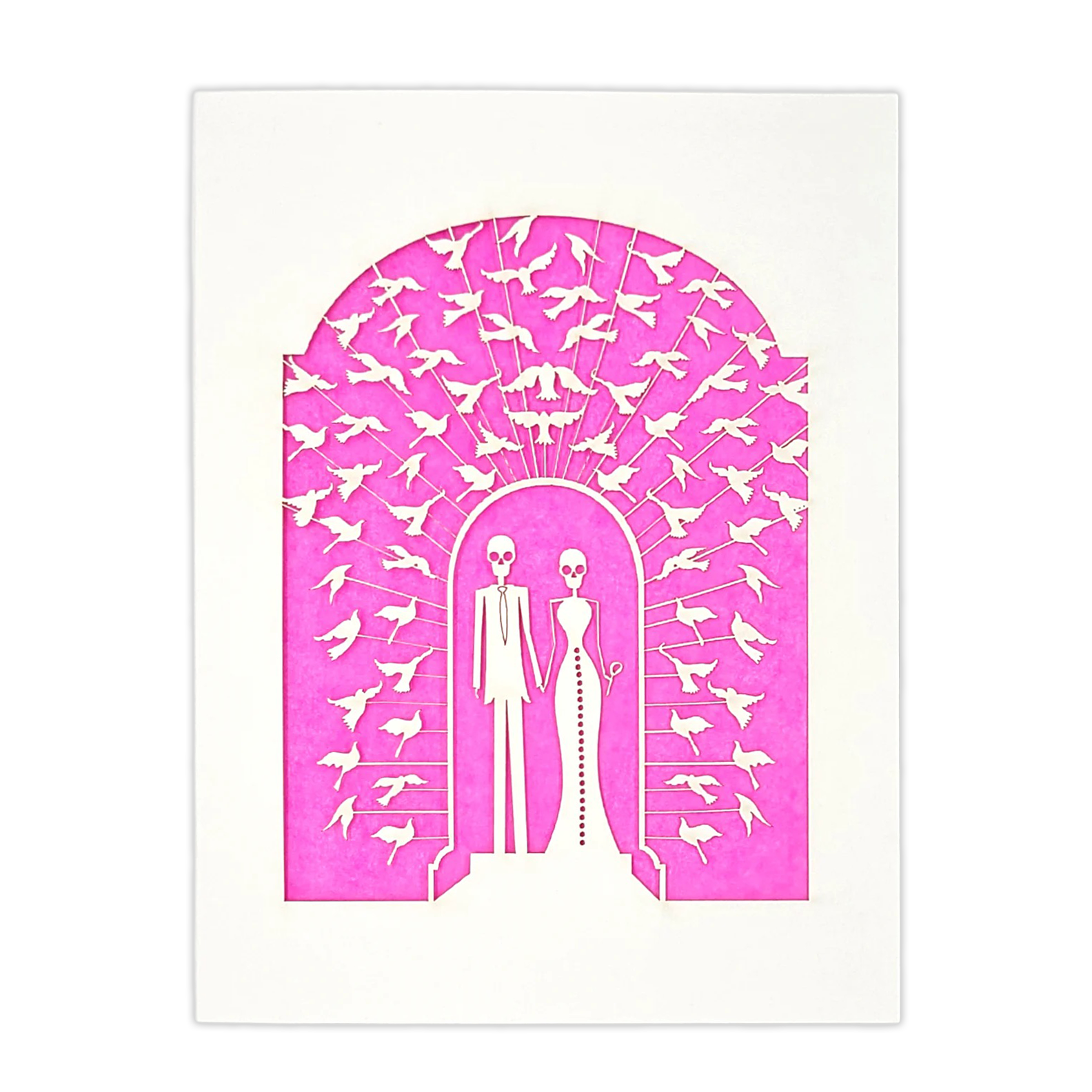 Papel Picado Wedding Card: Bride & Groom - Fuchsia