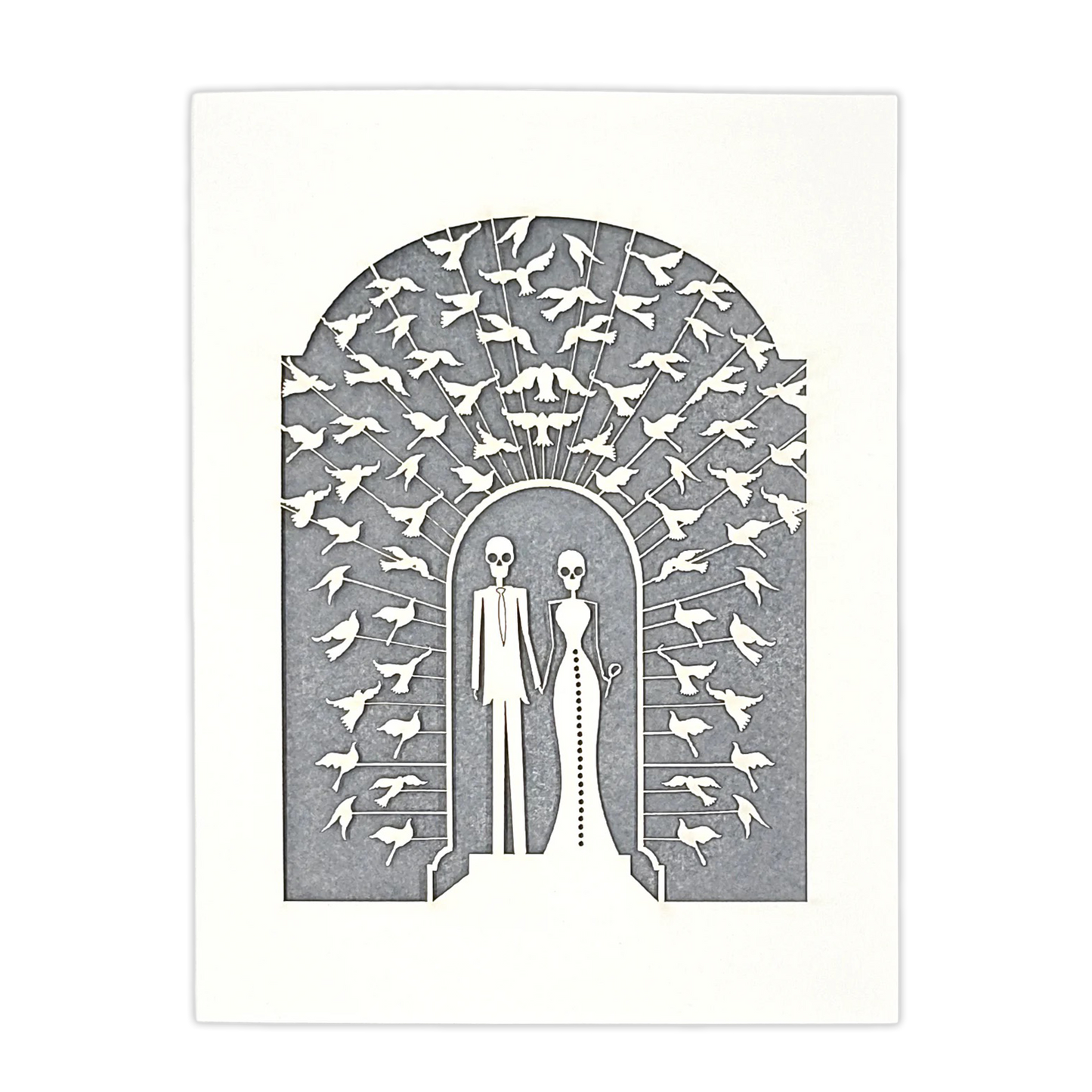 Papel Picado Wedding Card: Bride & Groom - Gray