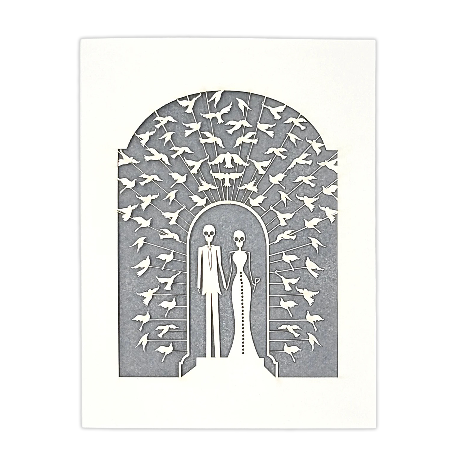 Papel Picado Wedding Card: Bride & Groom - Gray