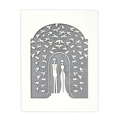 Papel Picado Wedding Card: Bride & Groom - Gray